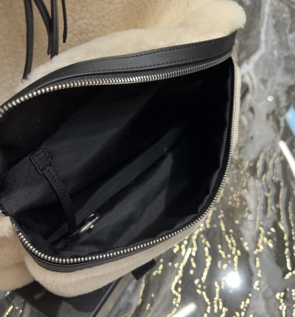 [REP 1:1] Saint Laurent Fleece Backpack Beige For Women, Women's Bags 16.1in/41cm YSL