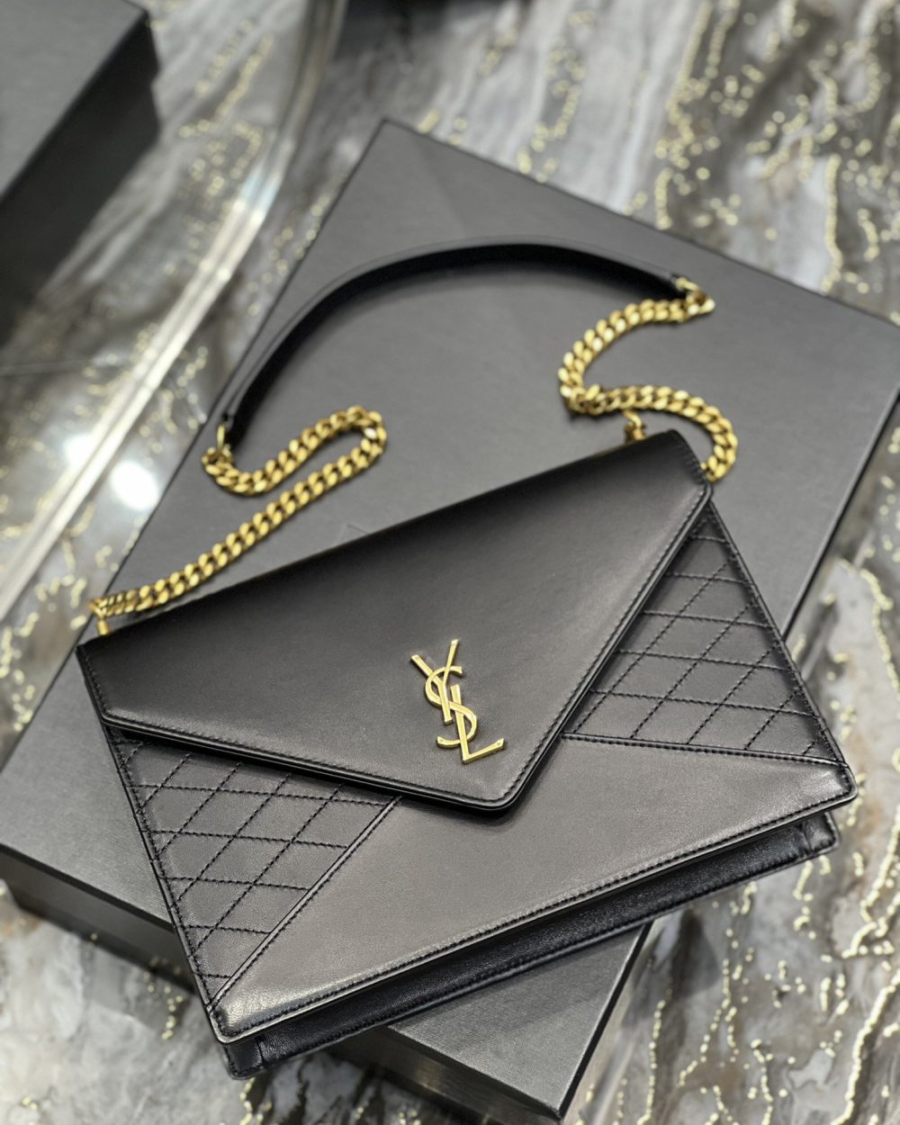 [REP 1:1] Saint Laurent Gaby Chain Bag Black With Gold Hardware For Women 10.4in/27cm YSL 6688641EL071000