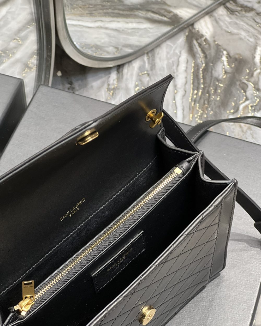 [REP 1:1] Saint Laurent Gaby Mini Satchel Black For Women, Women's Bags 7.9in/20cm YSL 6855741EL071000