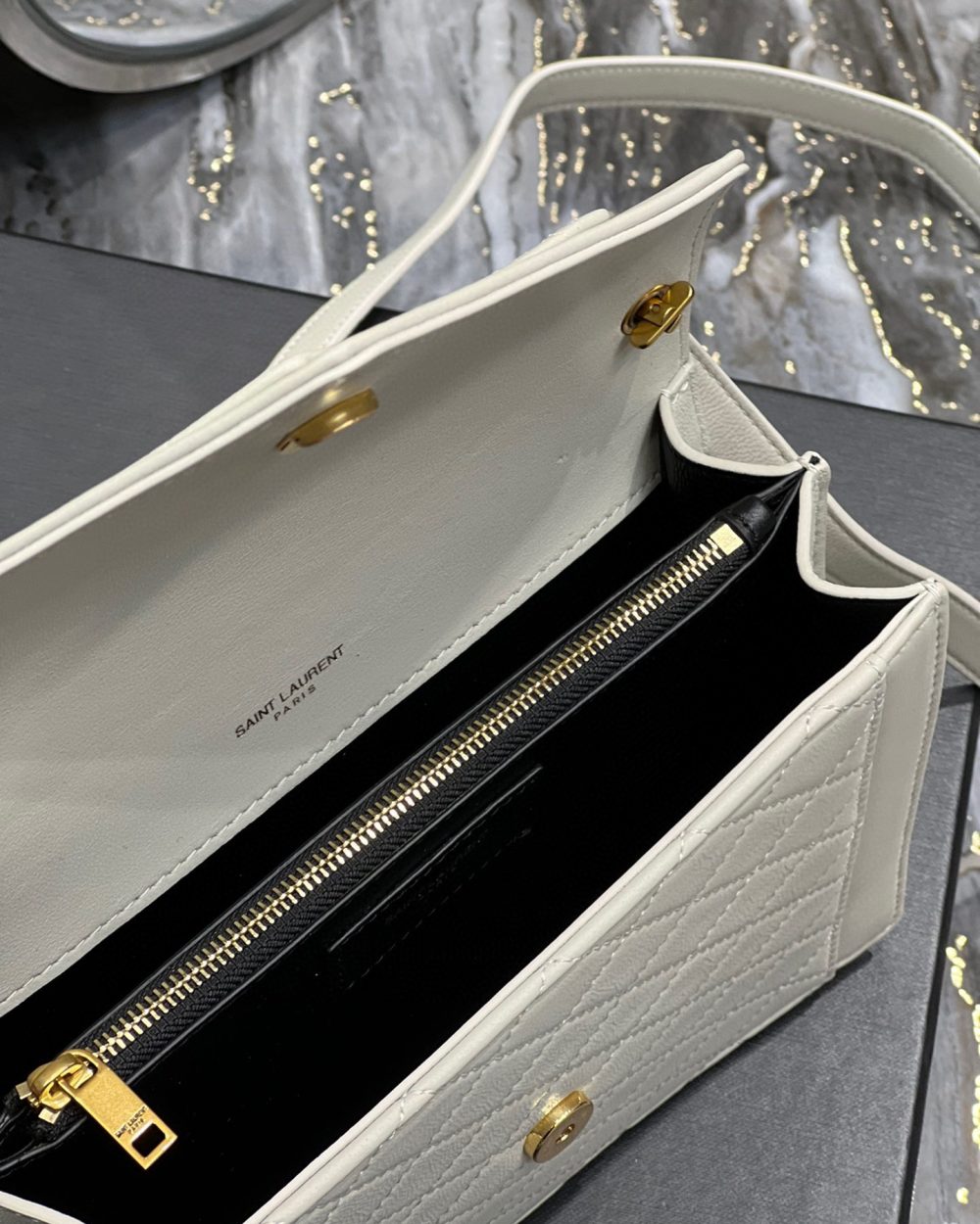 [REP 1:1] Saint Laurent Gaby Mini Satchel White For Women, Women's Bags 7.9in/20cm YSL 6855741EL079207