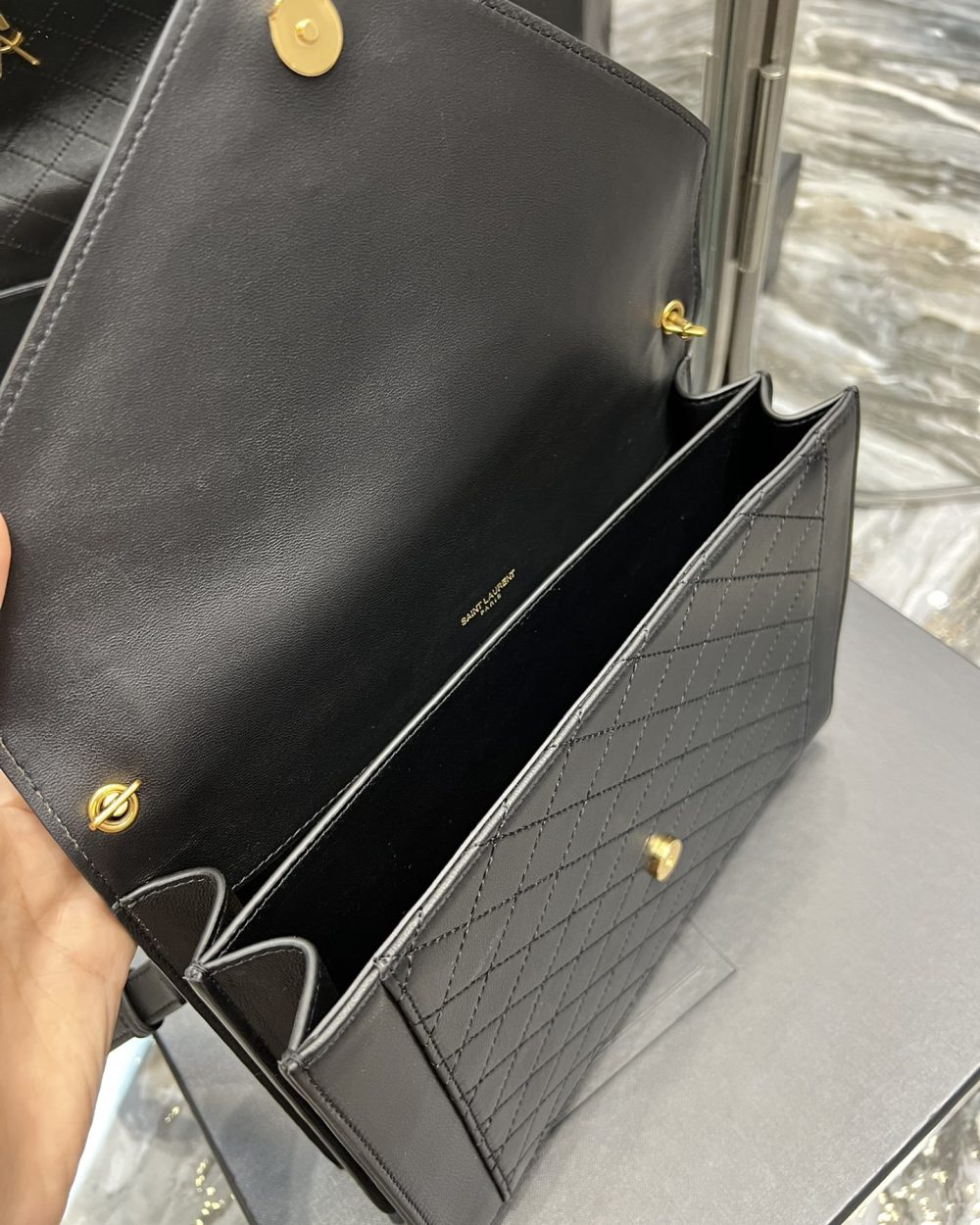 [REP 1:1] Saint Laurent Gaby Satchel Bag In Black With Gold Toned Hardware For Women 10.2in/26cm 6688631EL071000
