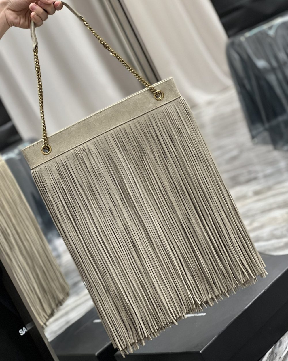 [REP 1:1] Saint Laurent Grace Ladies Tassel Beige For Women, Women's Bags 13.8in/35cm YSL