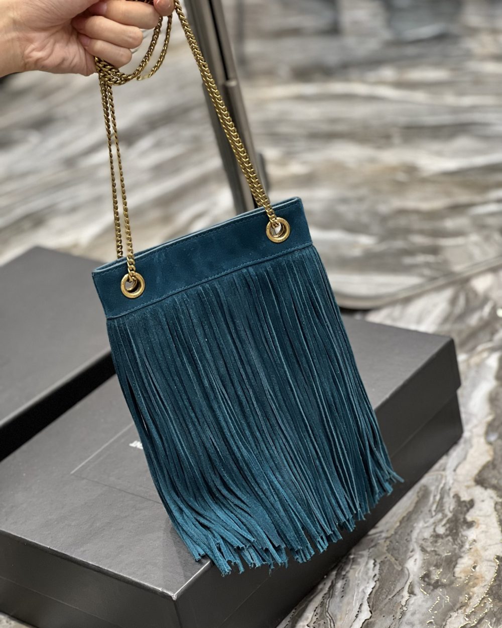 [REP 1:1] Saint Laurent Grace Ladies Tassel Blue For Women, Women's Bags 8.3in/21cm YSL