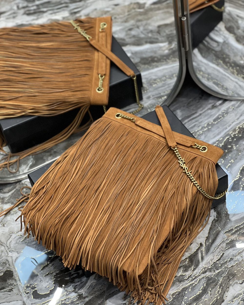 [REP 1:1] Saint Laurent Grace Ladies Tassel Brown For Women, Women's Bags 13.8in/35cm YSL‎