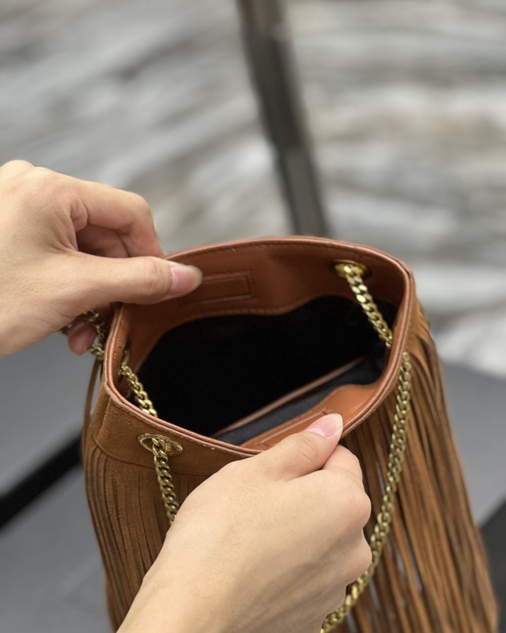 [REP 1:1] Saint Laurent Grace Ladies Tassel Brown For Women, Women's Bags 8.3in/21cm YSL