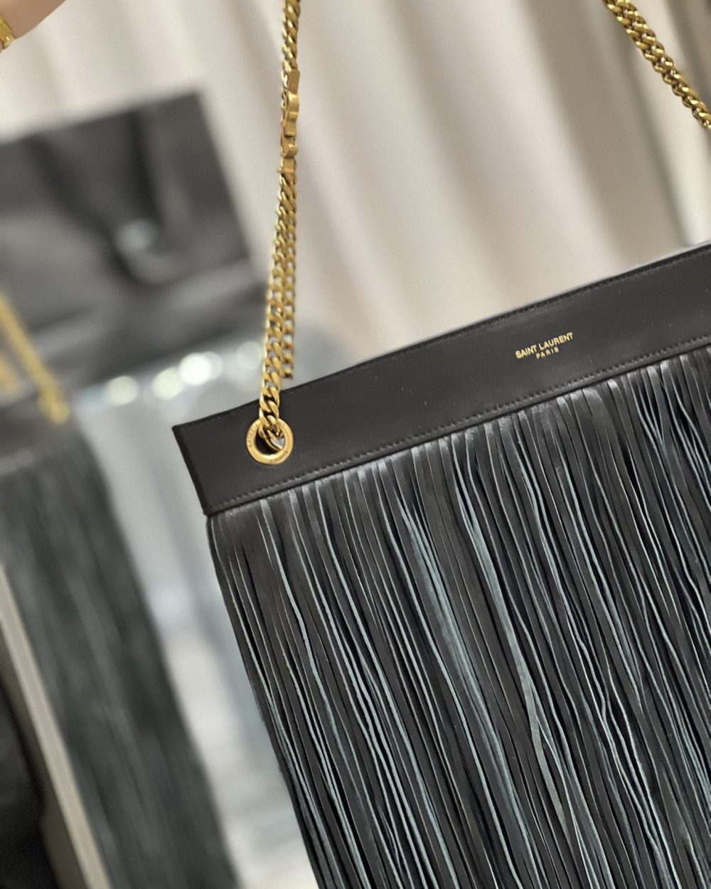 [REP 1:1] Saint Laurent Grace Ladies Tassel Grey For Women, Women's Bags 13.8in/35cm YSL