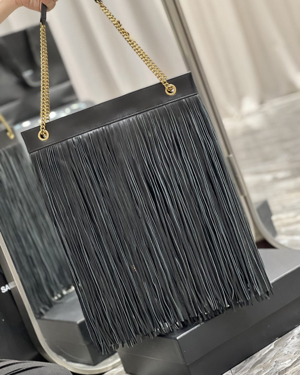[REP 1:1] Saint Laurent Grace Ladies Tassel Grey For Women, Women's Bags 13.8in/35cm YSL