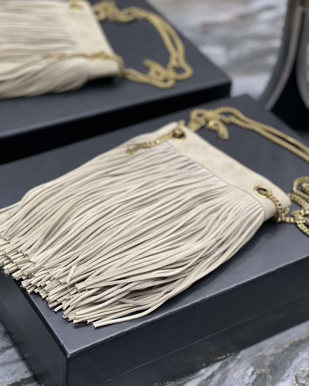 [REP 1:1] Saint Laurent Grace Ladies Tassel White For Women, Women's Bags 8.3in/21cm YSL