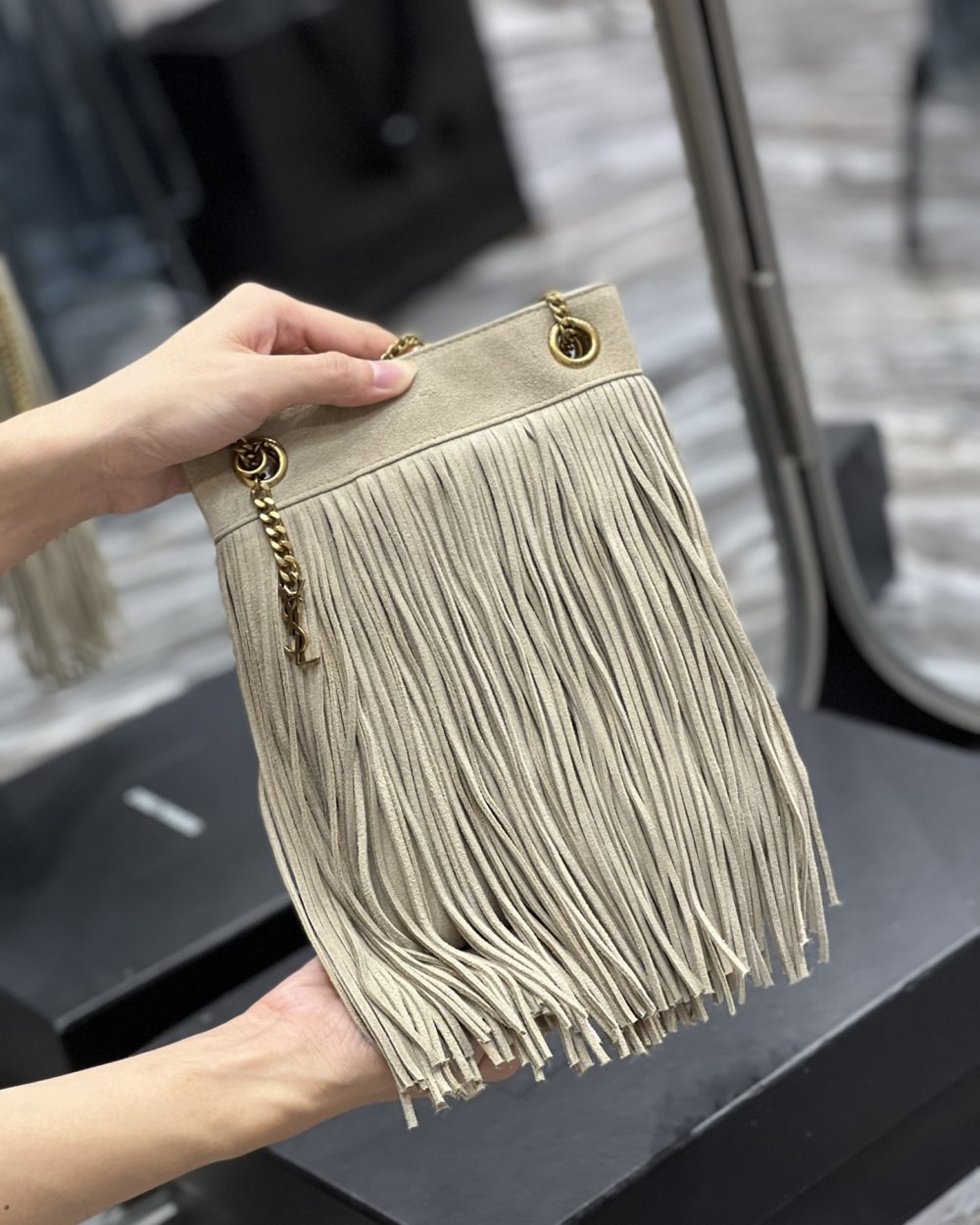 [REP 1:1] Saint Laurent Grace Ladies Tassel White For Women, Women's Bags 8.3in/21cm YSL