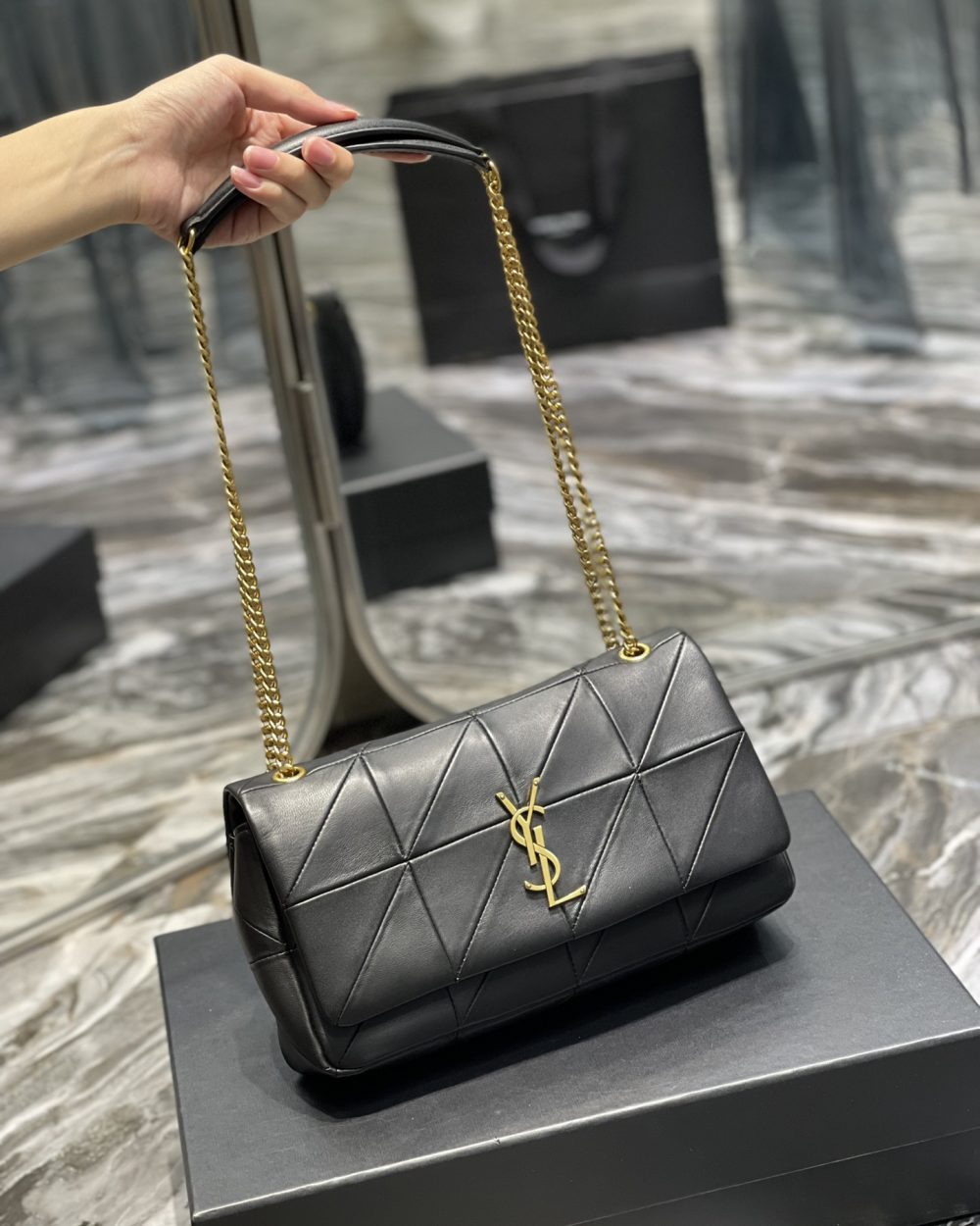 [REP 1:1] Saint Laurent Jamie Medium Chain Bag Black For Women, Women's Bags 9.8in/25cm YSL