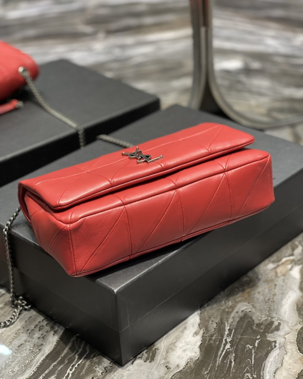[REP 1:1] Saint Laurent Jamie Medium Chain Bag Red For Women, Women's Bags 9.8in/25cm YSL