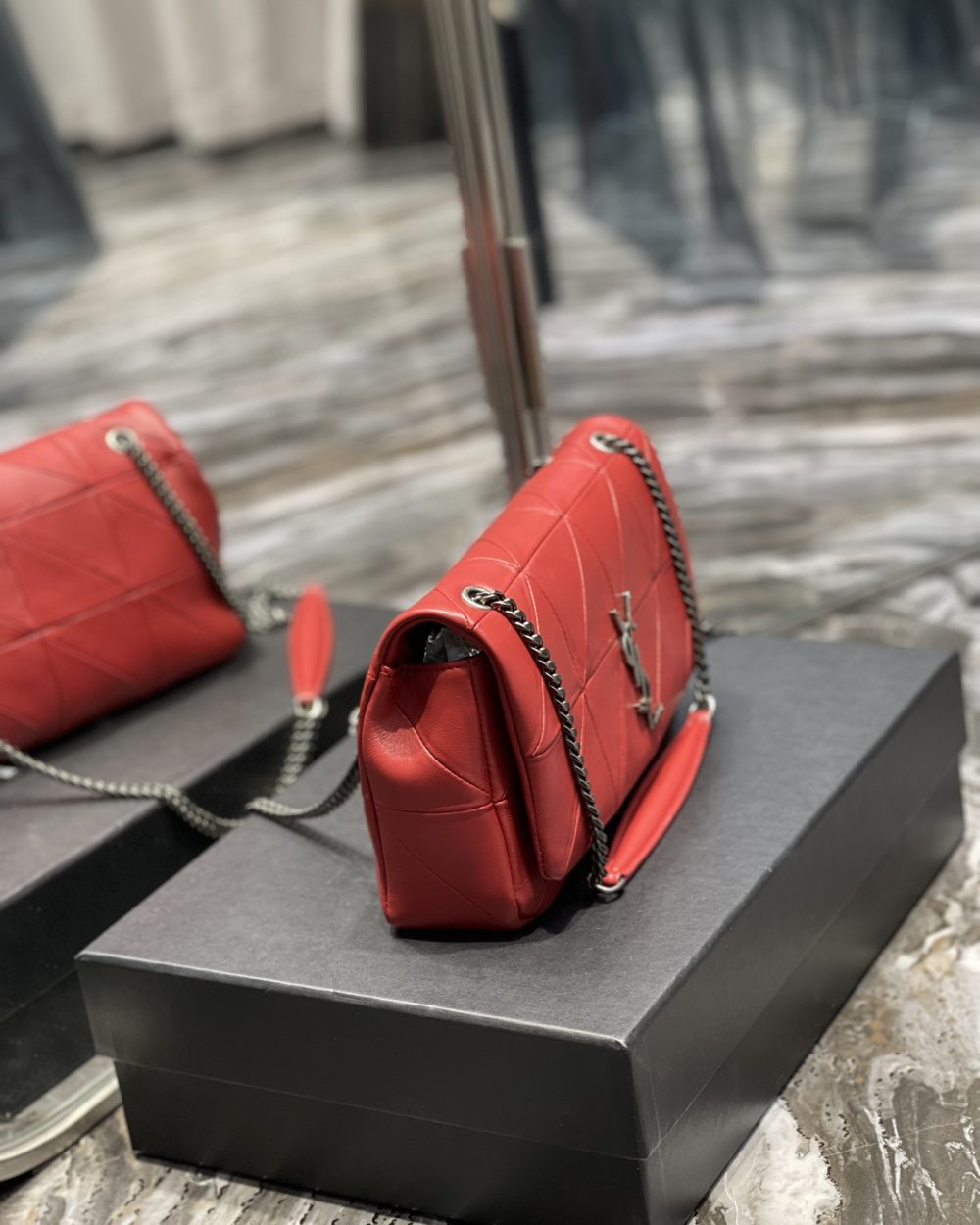 [REP 1:1] Saint Laurent Jamie Medium Chain Bag Red For Women, Women's Bags 9.8in/25cm YSL