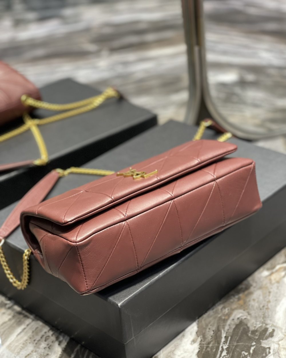 [REP 1:1] Saint Laurent Jamie Medium Chain Bag Red-Purple For Women, Women's Bags 9.8in/25cm YSL