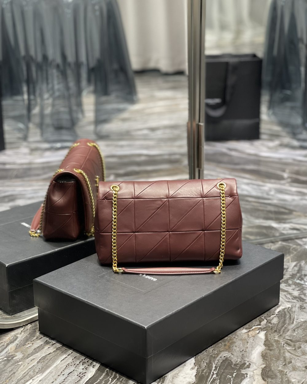 [REP 1:1] Saint Laurent Jamie Medium Chain Bag Red-Purple For Women, Women's Bags 9.8in/25cm YSL