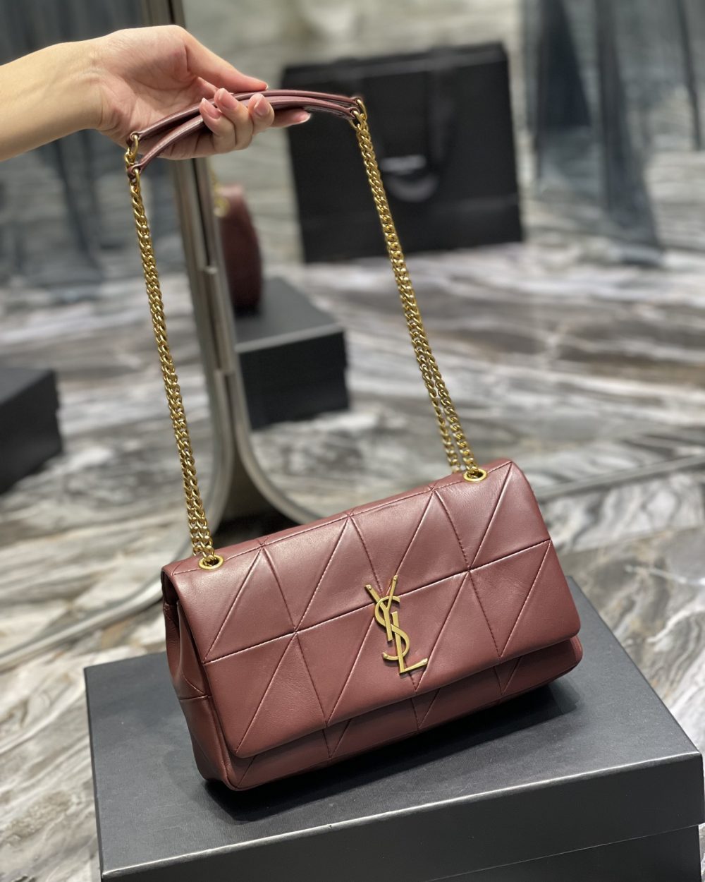 [REP 1:1] Saint Laurent Jamie Medium Chain Bag Red-Purple For Women, Women's Bags 9.8in/25cm YSL