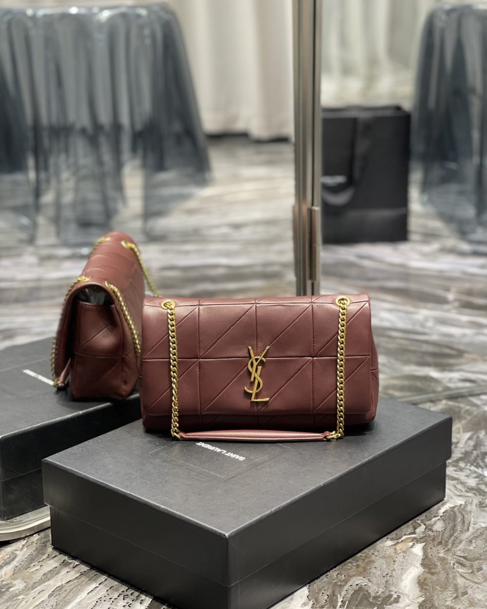 [REP 1:1] Saint Laurent Jamie Medium Chain Bag Red-Purple For Women, Women's Bags 9.8in/25cm YSL