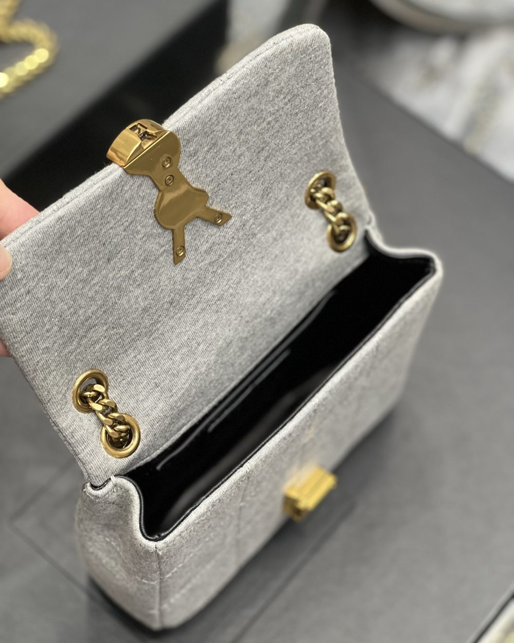 [REP 1:1] Saint Laurent Jamie Mini Chain Bag Grey For Women, Women's Bags 6.9in/17.5cm YSL 6981622F9271407