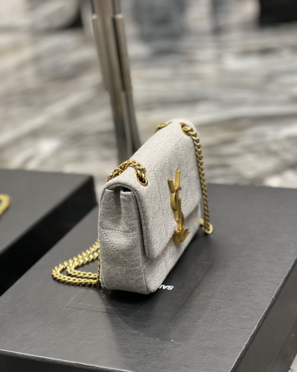 [REP 1:1] Saint Laurent Jamie Mini Chain Bag Grey For Women, Women's Bags 6.9in/17.5cm YSL 6981622F9271407