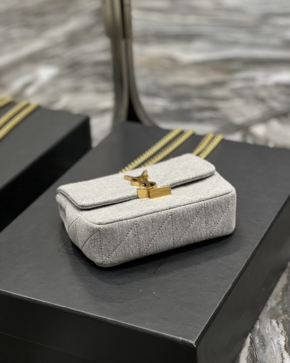 [REP 1:1] Saint Laurent Jamie Mini Chain Bag Grey For Women, Women's Bags 6.9in/17.5cm YSL 6981622F9271407