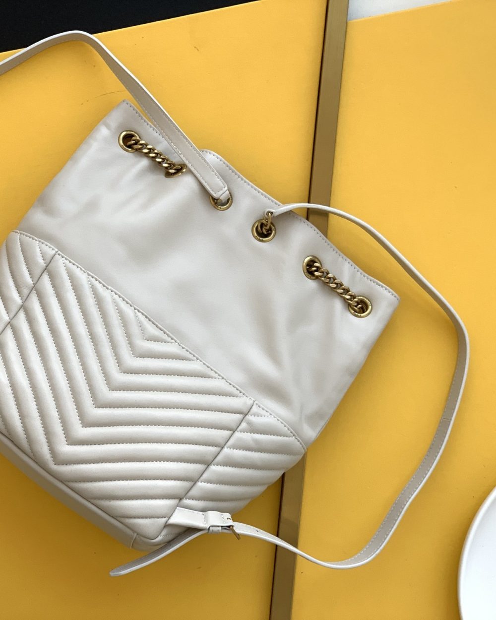 [REP 1:1] Saint Laurent Joe Backpack In Monogram With Bronze-Toned Hardware White For Women 11.5in/22cm YSL 6726091EL079207