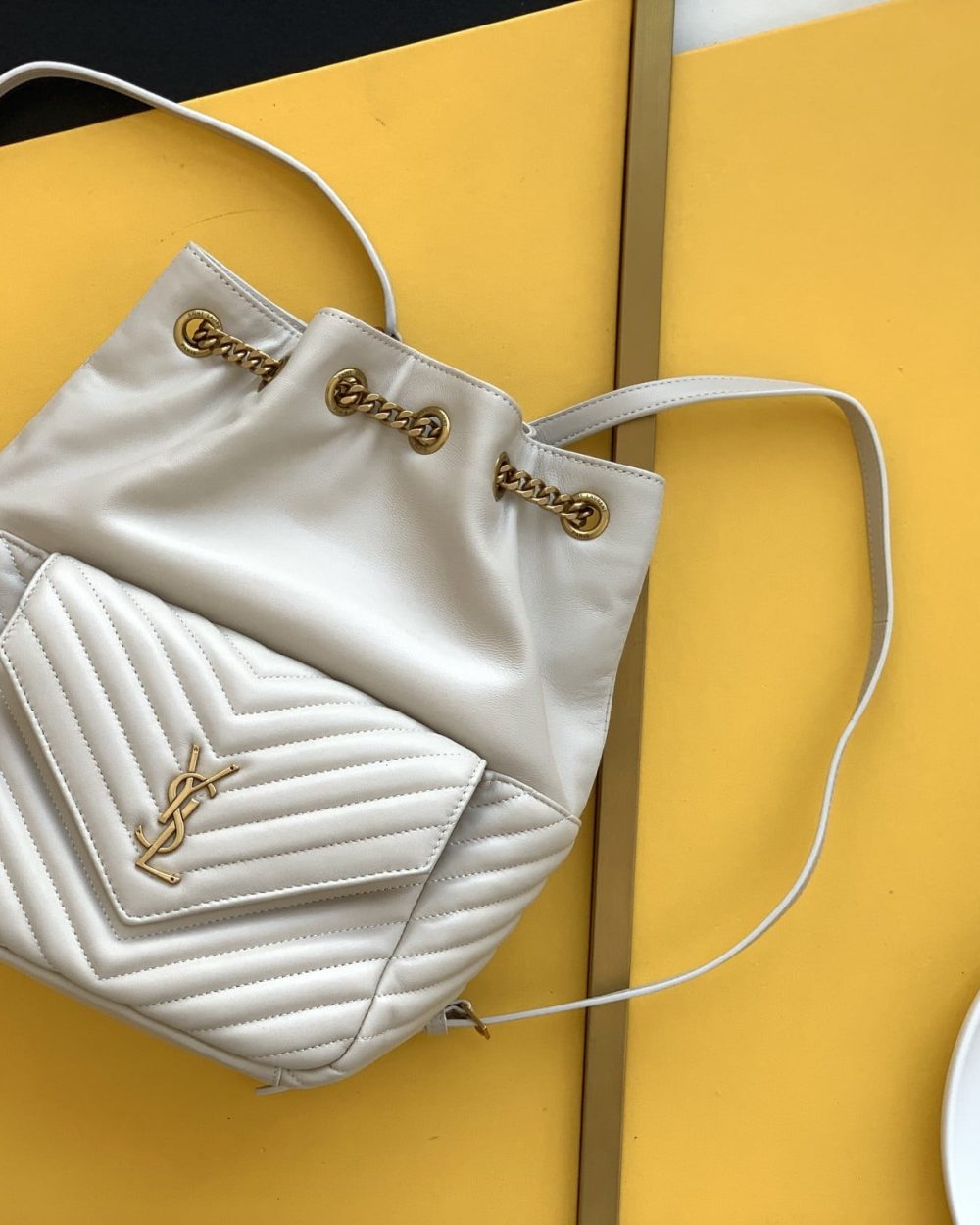 [REP 1:1] Saint Laurent Joe Backpack In Monogram With Bronze-Toned Hardware White For Women 11.5in/22cm YSL 6726091EL079207