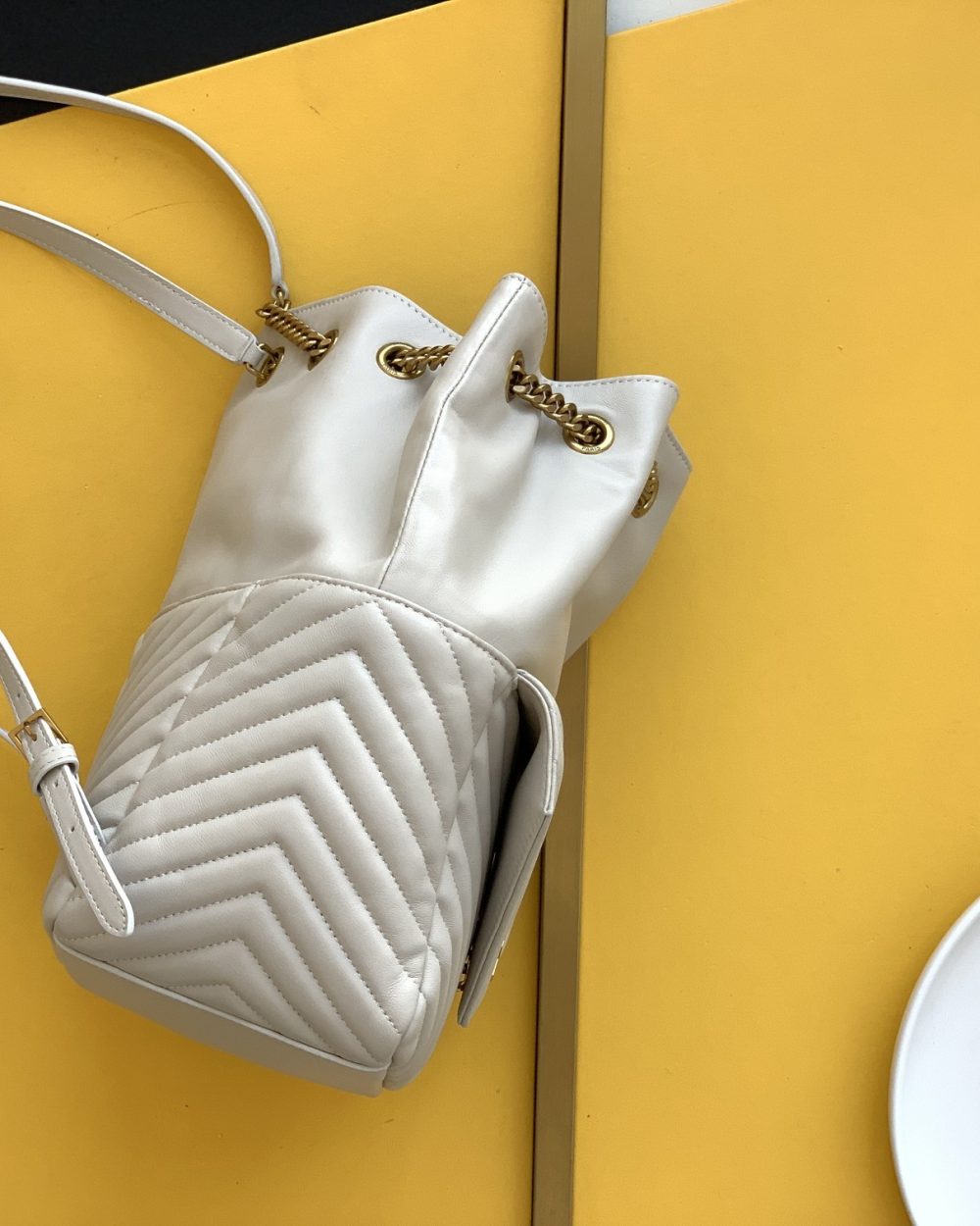 [REP 1:1] Saint Laurent Joe Backpack In Monogram With Bronze-Toned Hardware White For Women 11.5in/22cm YSL 6726091EL079207