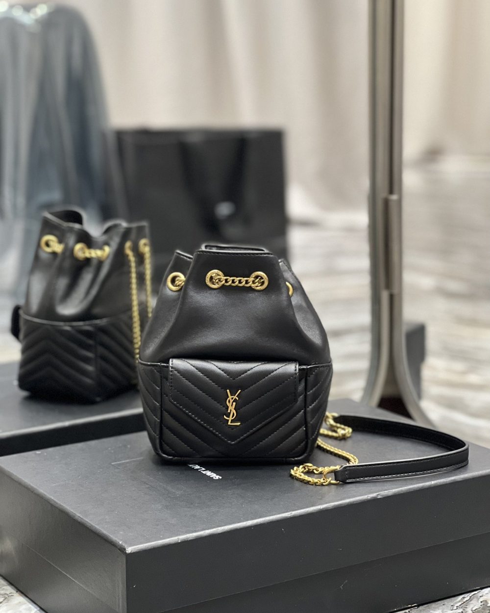 [REP 1:1] Saint Laurent JOE Mini Backpack Black For Women, Women's Bags 7.5in/19cm YSL 7016311EL071000