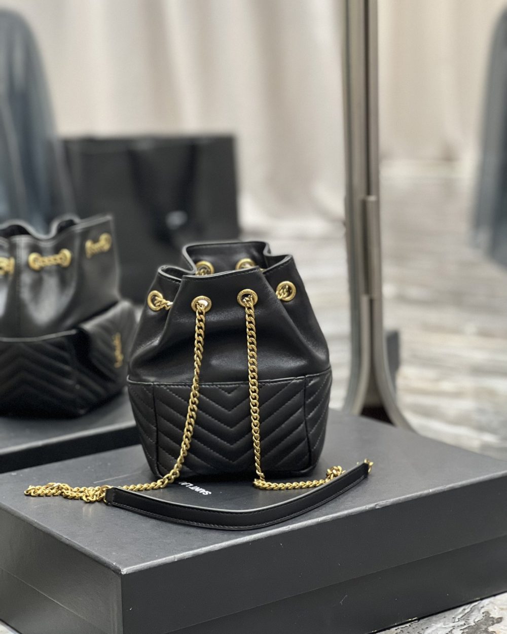 [REP 1:1] Saint Laurent JOE Mini Backpack Black For Women, Women's Bags 7.5in/19cm YSL 7016311EL071000