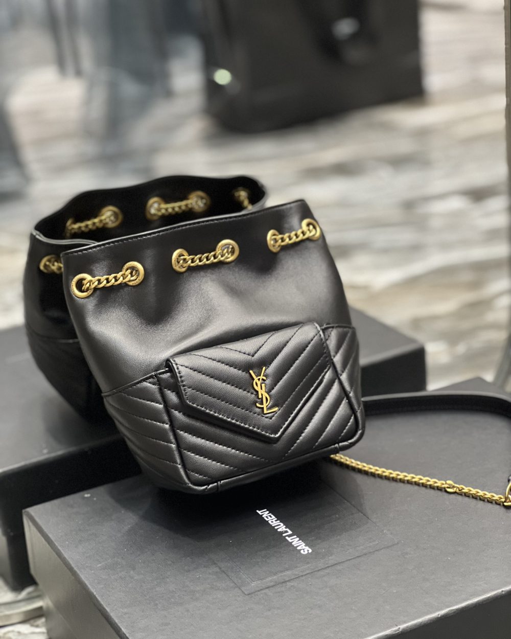 [REP 1:1] Saint Laurent JOE Mini Backpack Black For Women, Women's Bags 7.5in/19cm YSL 7016311EL071000