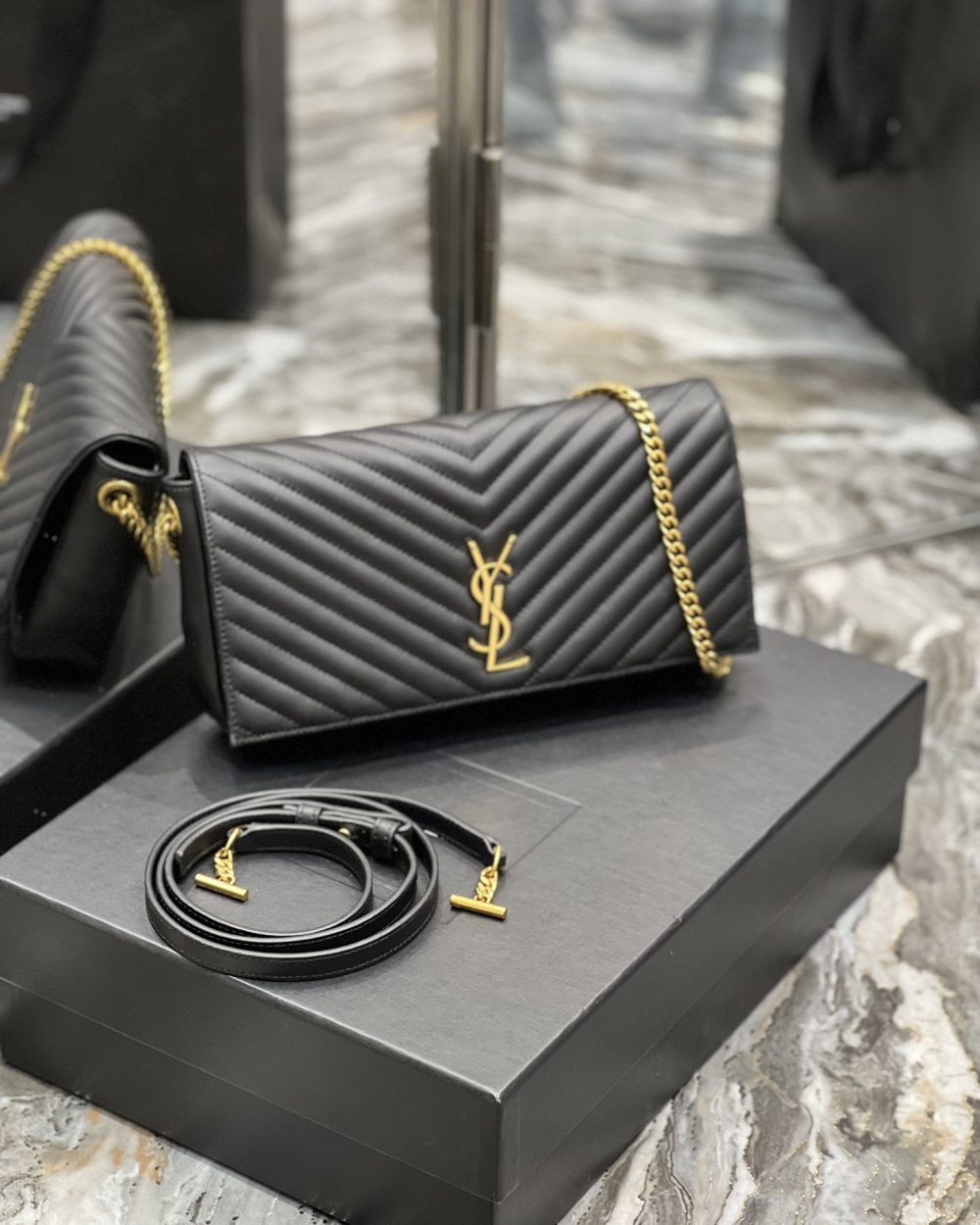 [REP 1:1] Saint Laurent Kata 99 Chain Bag Black With Gold Hardware For Women 10.2in/26cm YSL