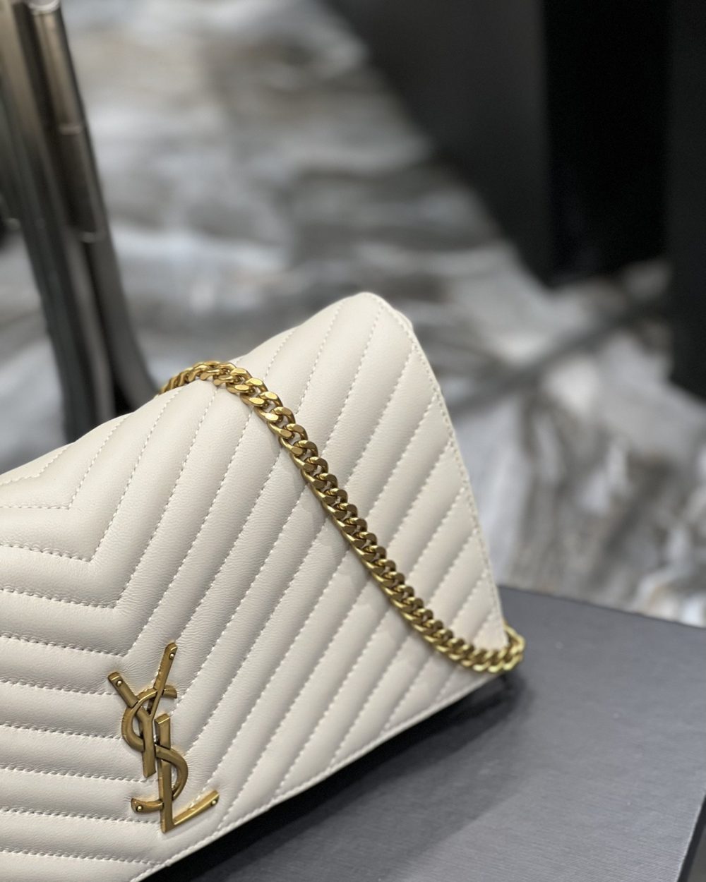 [REP 1:1] Saint Laurent Kata 99 Chain Bag White With Gold Hardware For Women 10.2in/26cm YSL