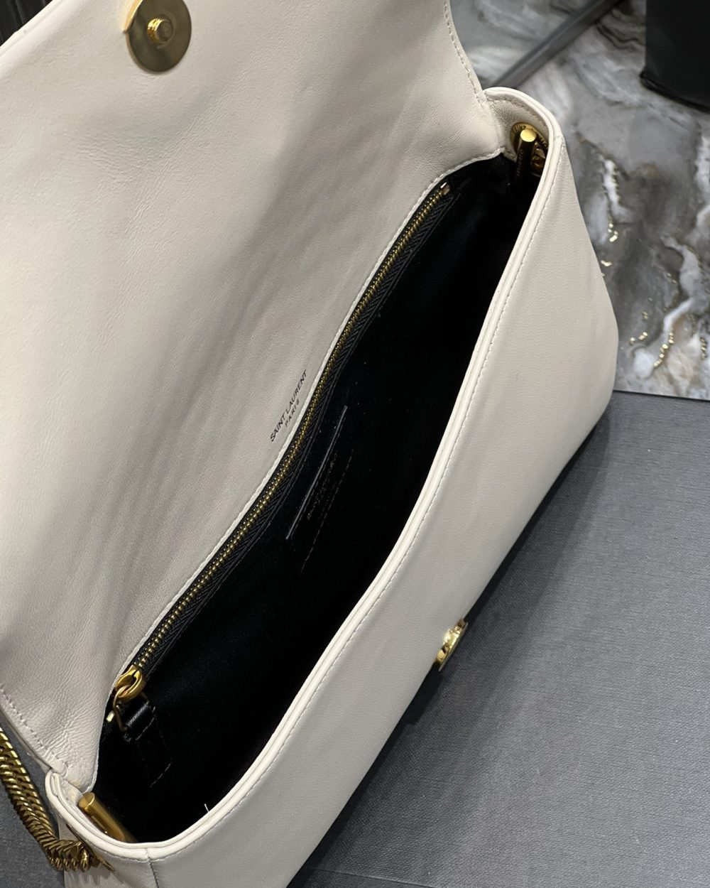 [REP 1:1] Saint Laurent Kata 99 Chain Bag White With Gold Hardware For Women 10.2in/26cm YSL