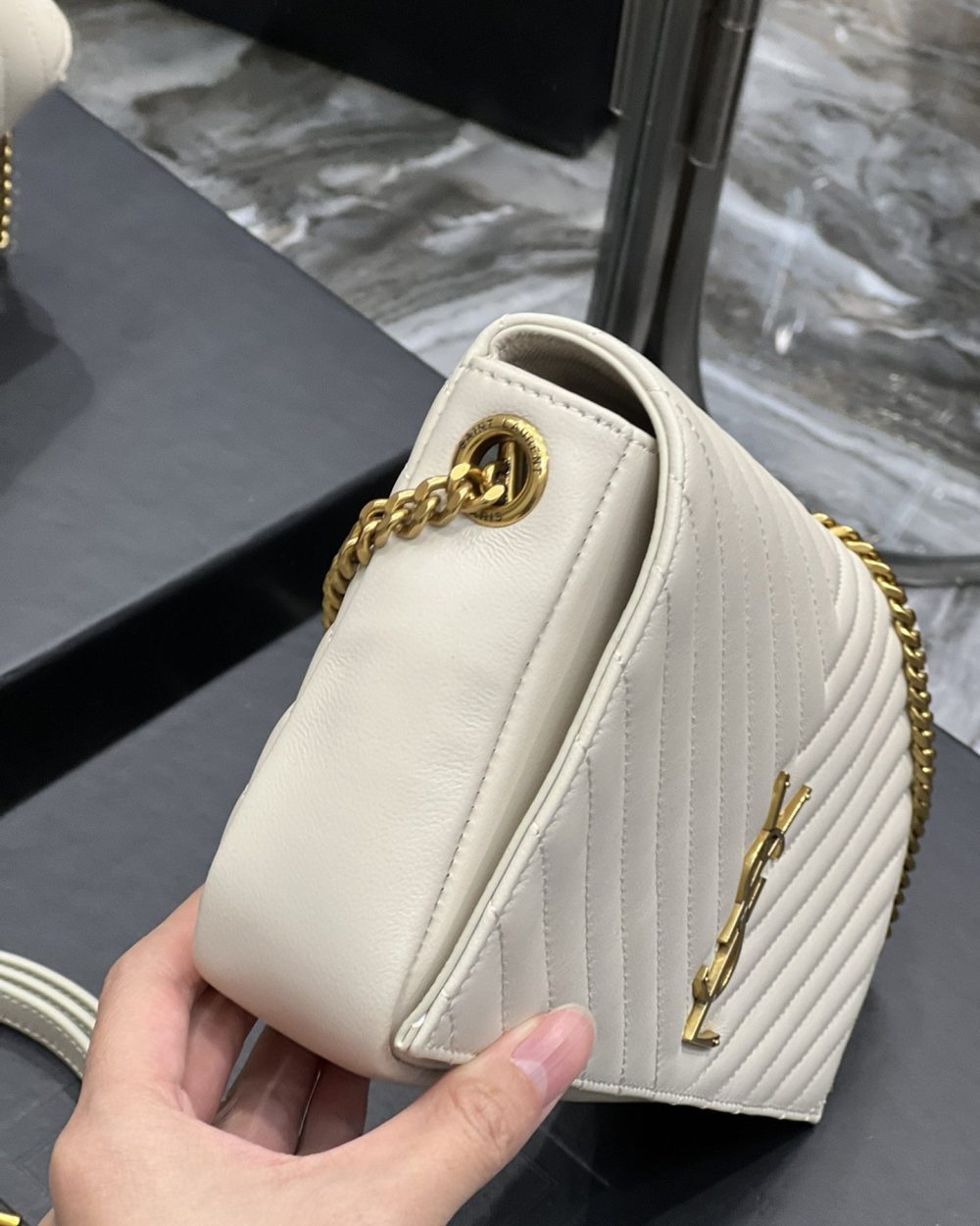 [REP 1:1] Saint Laurent Kata 99 Chain Bag White With Gold Hardware For Women 10.2in/26cm YSL