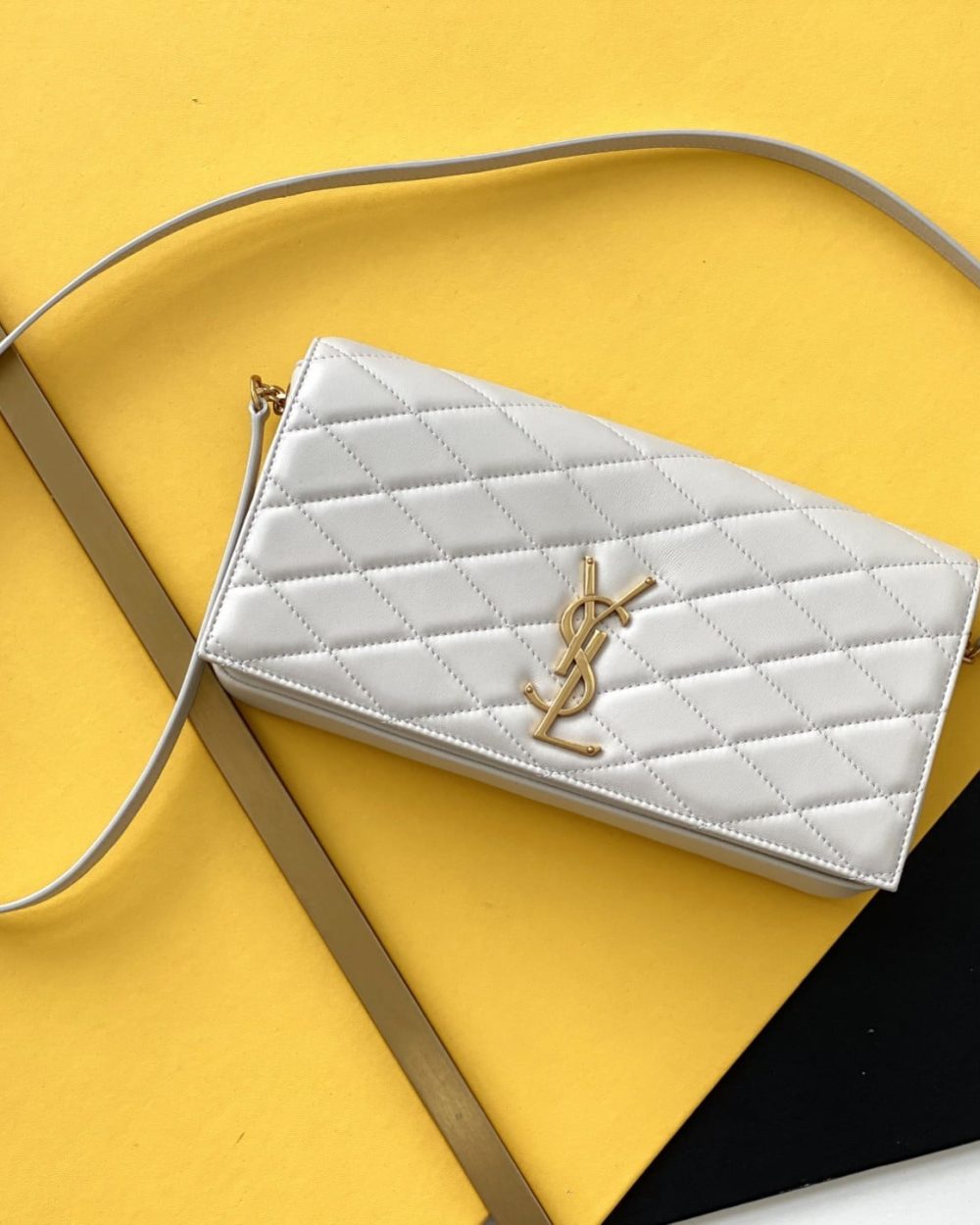[REP 1:1] Saint Laurent Kate 99 Chain Bag White With Gold Hardware For Women 10.2in/26cm YSL