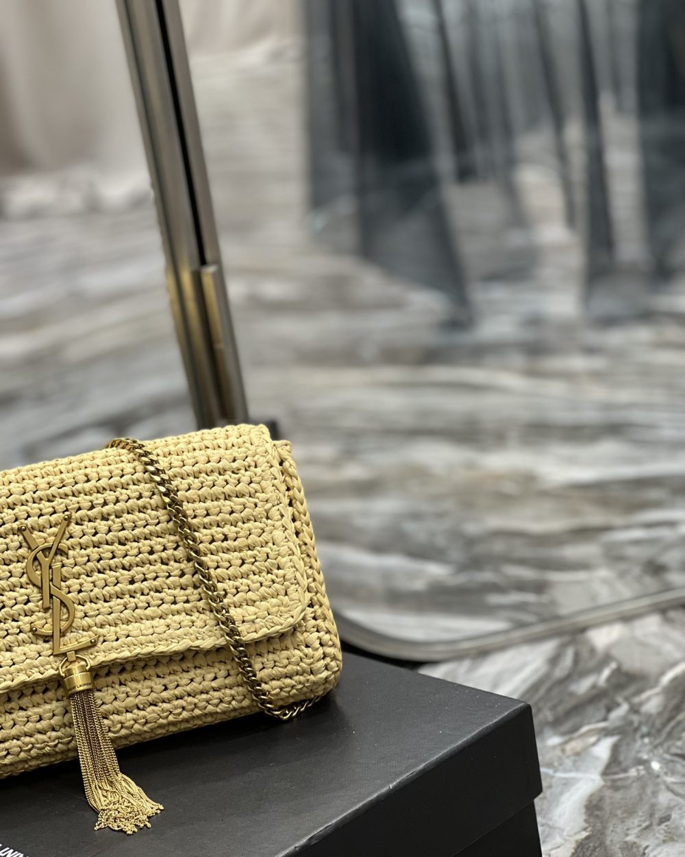 [REP 1:1] Saint Laurent Kate 99 Chain Bag With Tassel Beige For Women, Women's Bags 10.2in/26cm YSL