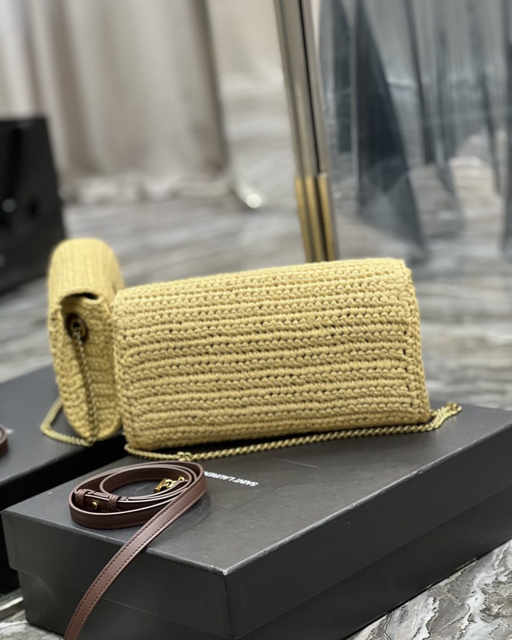 [REP 1:1] Saint Laurent Kate 99 Chain Bag With Tassel Beige For Women, Women's Bags 10.2in/26cm YSL