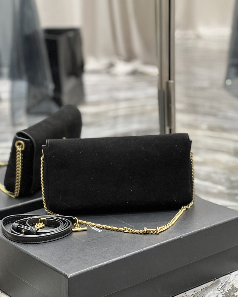 [REP 1:1] Saint Laurent Kate 99 Chain Bag With Tassel Black For Women, Women's Bags 10.2in/26cm YSL