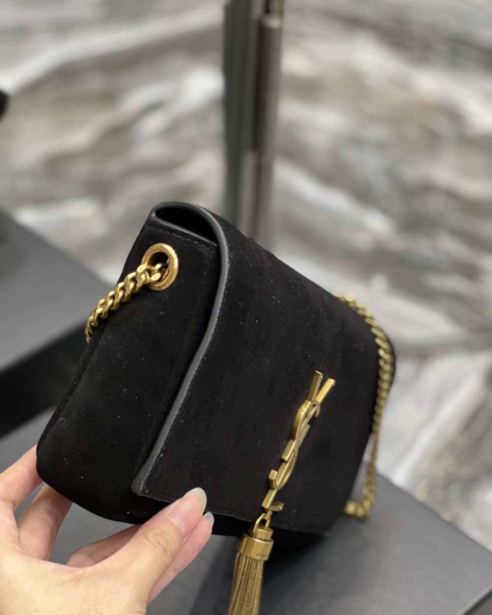 [REP 1:1] Saint Laurent Kate 99 Chain Bag With Tassel Black For Women, Women's Bags 10.2in/26cm YSL