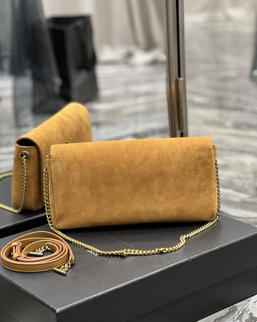 [REP 1:1] Saint Laurent Kate 99 Chain Bag With Tassel Brown For Women, Women's Bags 10.2in/26cm YSL