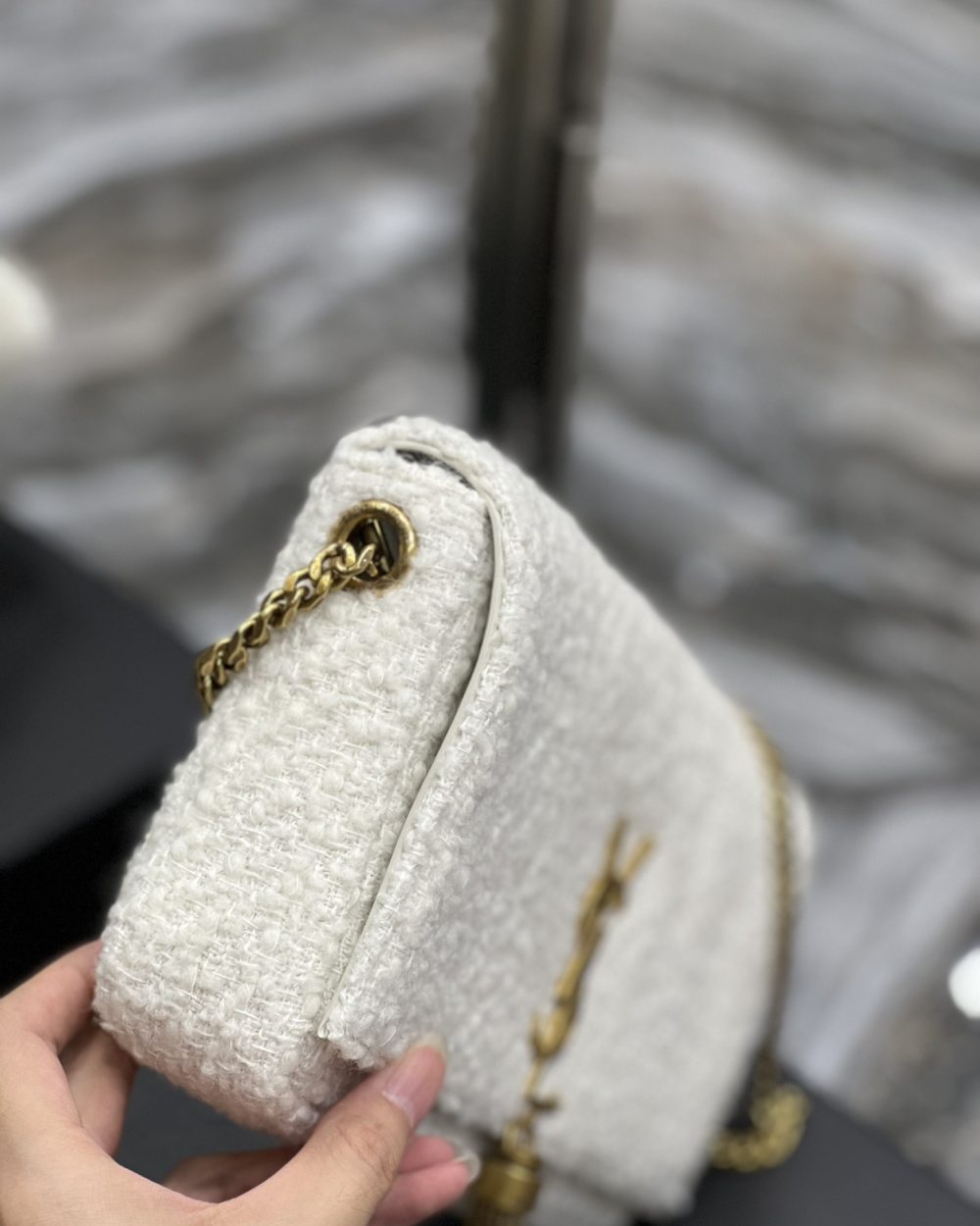 [REP 1:1] Saint Laurent Kate 99 Chain Bag With Tassel White For Women, Women's Bags 10.2in/26cm YSL