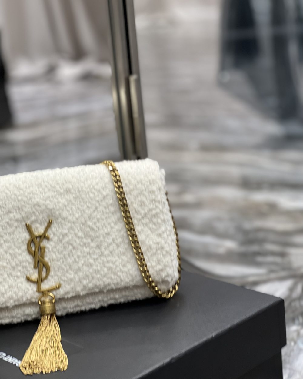 [REP 1:1] Saint Laurent Kate 99 Chain Bag With Tassel White For Women, Women's Bags 10.2in/26cm YSL