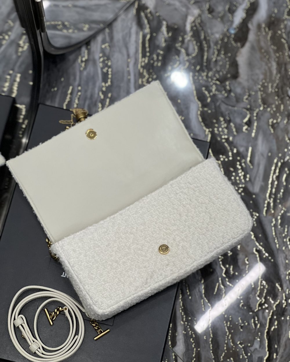 [REP 1:1] Saint Laurent Kate 99 Chain Bag With Tassel White For Women, Women's Bags 10.2in/26cm YSL