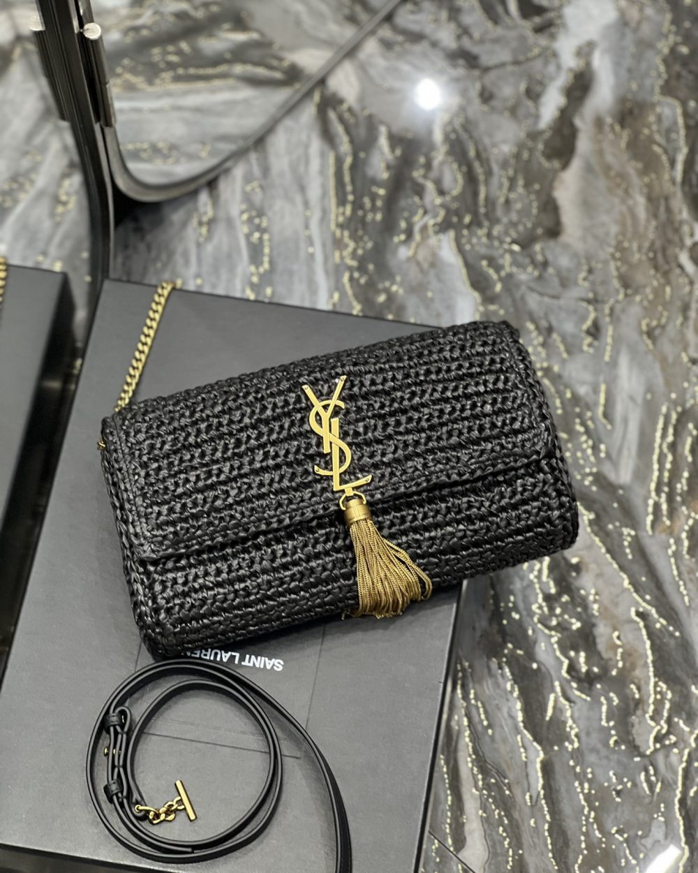 [REP 1:1] Saint Laurent Kate Medium Chain Bag Black For Women 10.2in/26cm YSL