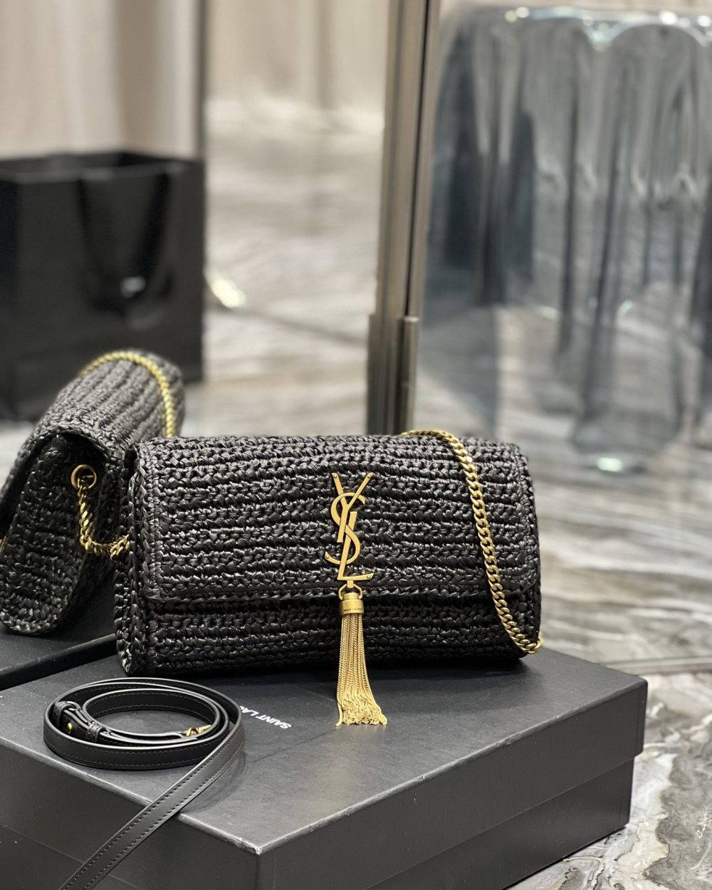 [REP 1:1] Saint Laurent Kate Medium Chain Bag Black For Women 10.2in/26cm YSL