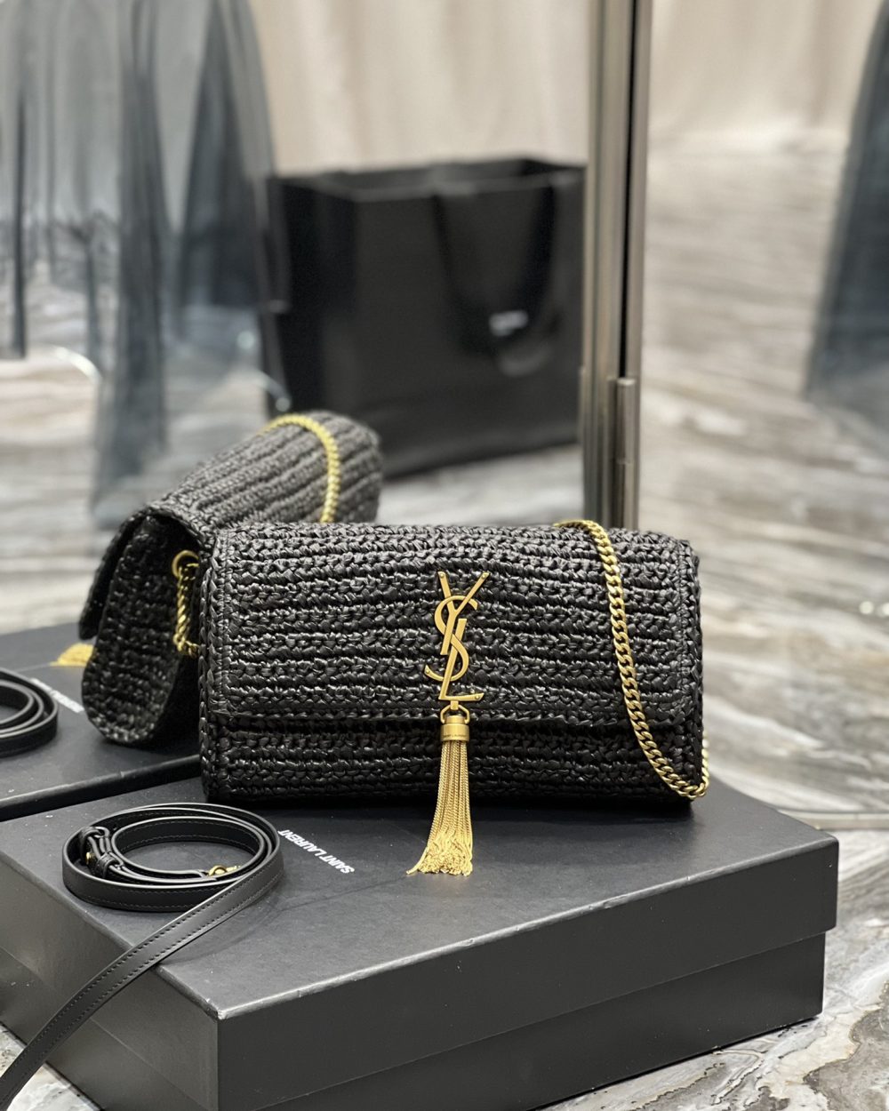 [REP 1:1] Saint Laurent Kate Medium Chain Bag Black For Women 10.2in/26cm YSL