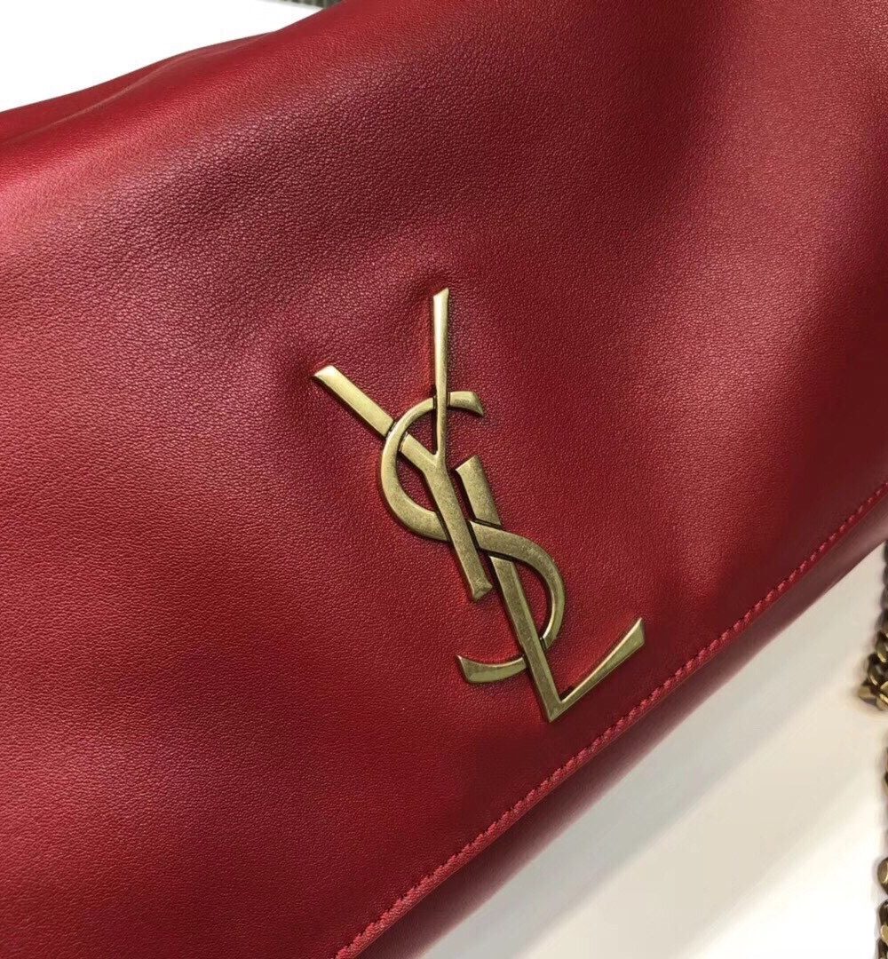 [REP 1:1] Saint Laurent Kate Medium Chain Bag In Grain De Poudre Red For Women 9.4in/24cm YSL 364021BOW0J6008