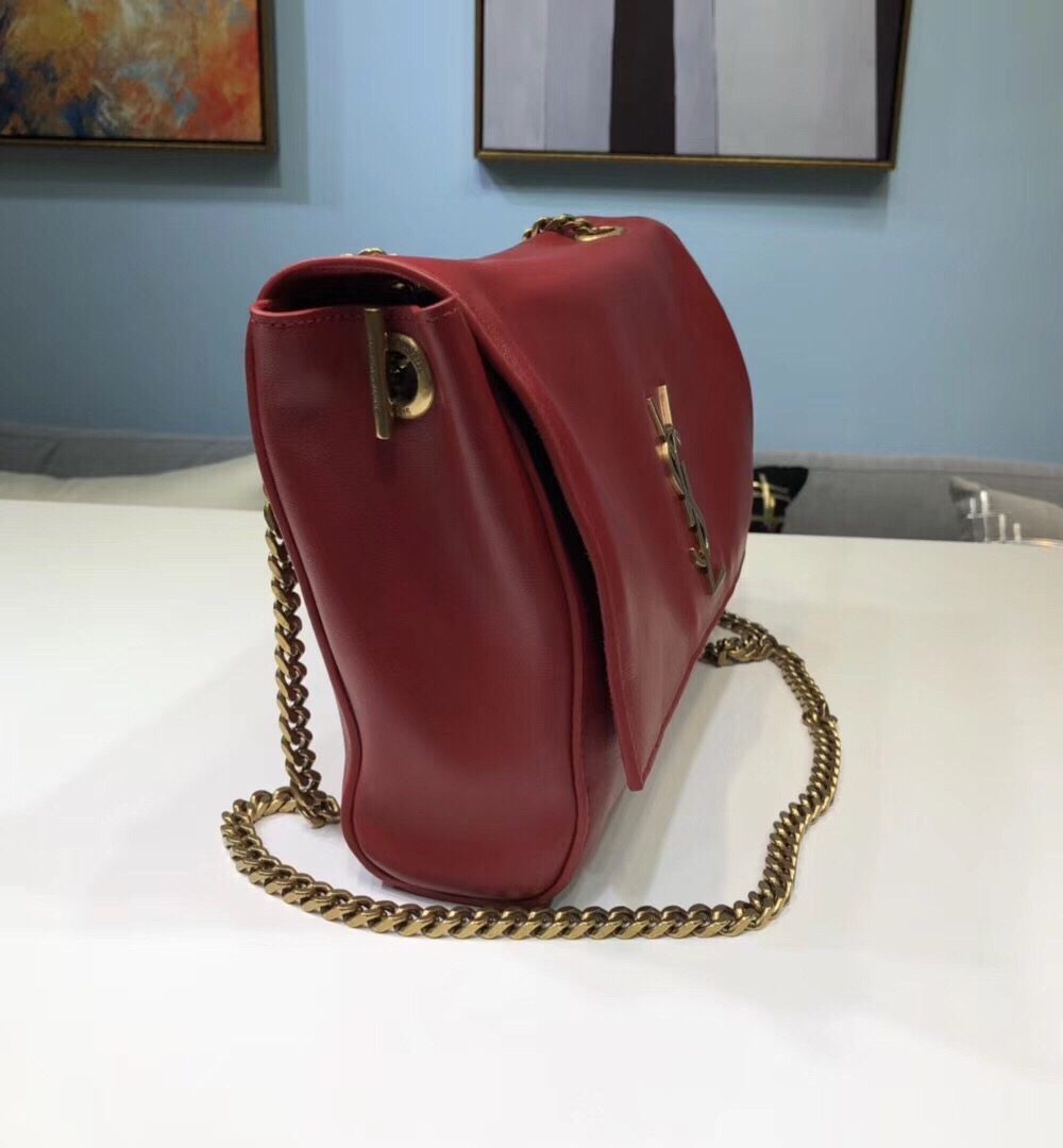 [REP 1:1] Saint Laurent Kate Medium Chain Bag In Grain De Poudre Red For Women 9.4in/24cm YSL 364021BOW0J6008