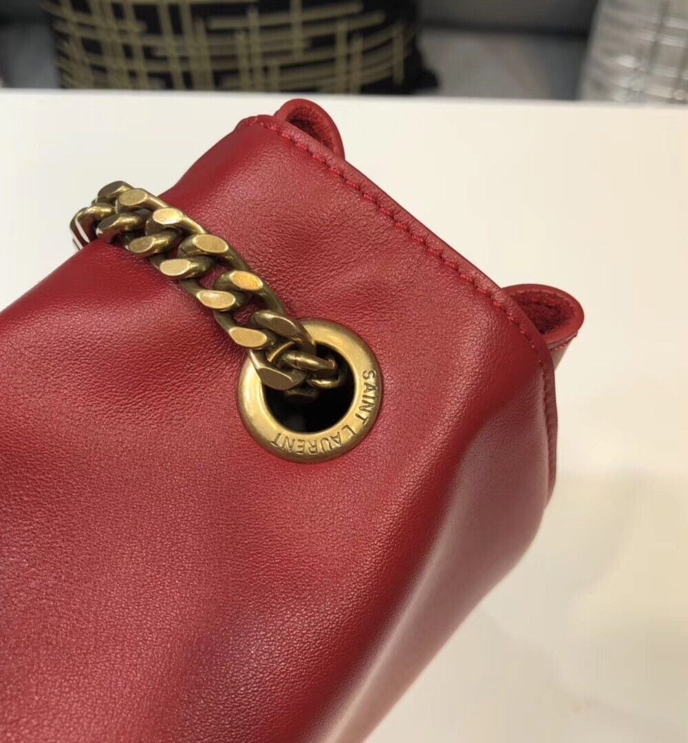 [REP 1:1] Saint Laurent Kate Medium Chain Bag In Grain De Poudre Red For Women 9.4in/24cm YSL 364021BOW0J6008