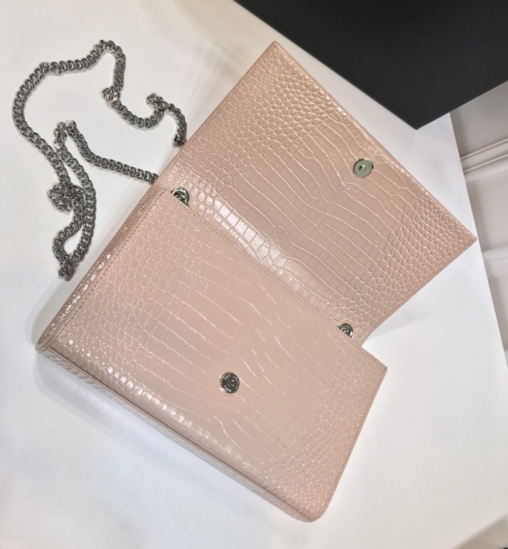 [REP 1:1] Saint Laurent Kate Medium Chain Bag With Tassel In Embossed Crocodile Dark Beige For Women 9.4in/24cm YSL