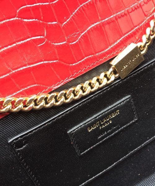 [REP 1:1] Saint Laurent Kate Medium Chain Bag With Tassel In Embossed Crocodile Red For Women 9.4in/24cm YSL